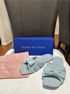 Stuart Weitzman Sofia Slide in light Denim